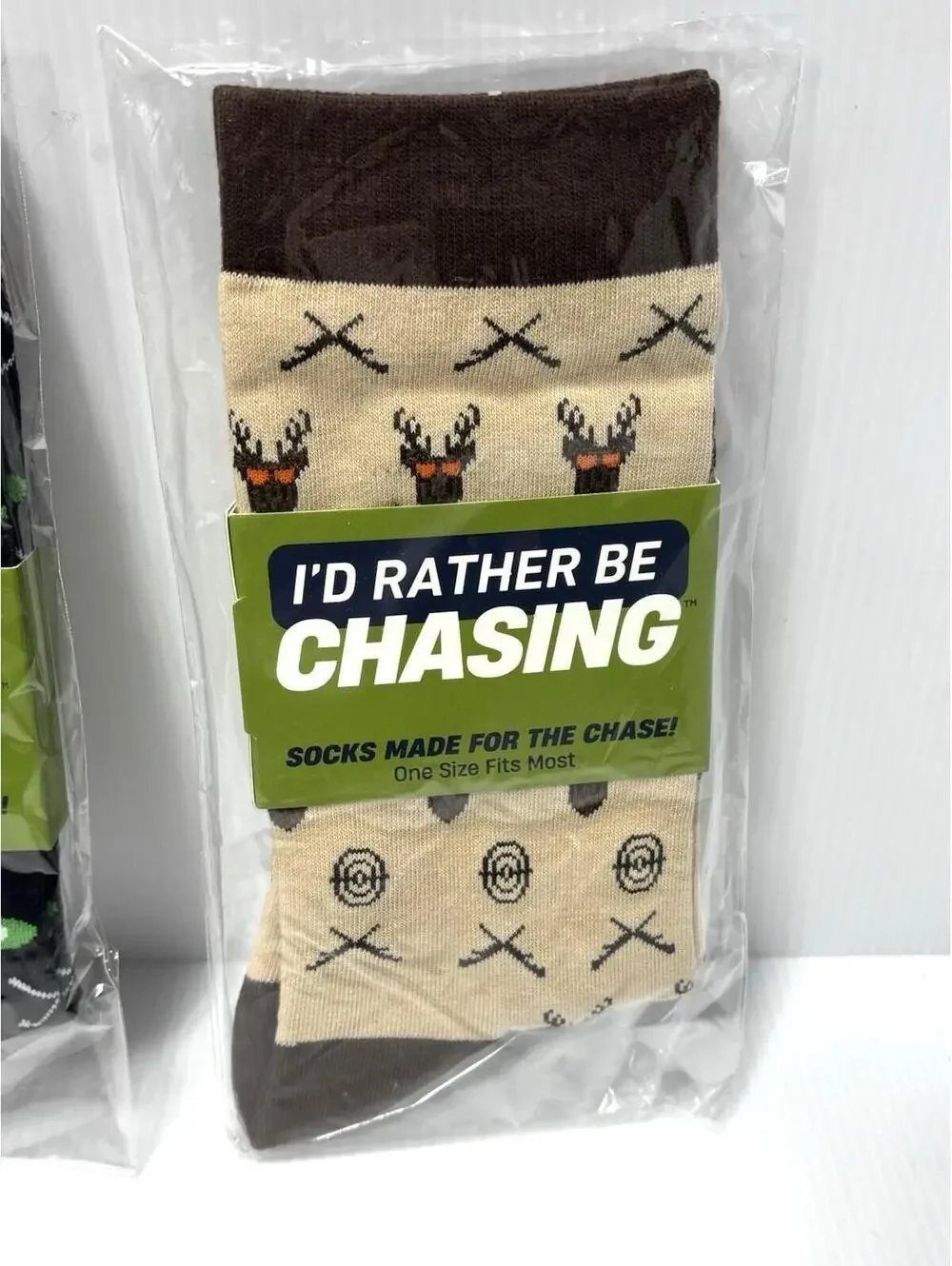 “I'd Rather Be Chasing” Socks 2pc Golf & Hunting Socks Patterns Brand New 2 Pair
